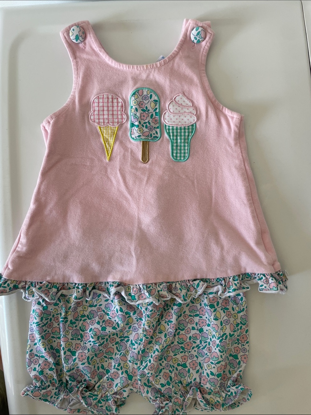 Pink Ice Cream Appliqué Kids Matching Set